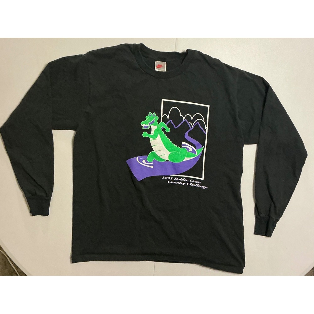 VTG Single Stitch 90s Nike Alligator Cartoon Long Sleeve T Shirt Mens L Cartoon